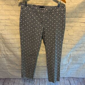 Talbots Hampshire Black & White Print Ankle Pants Woman’s size 10
